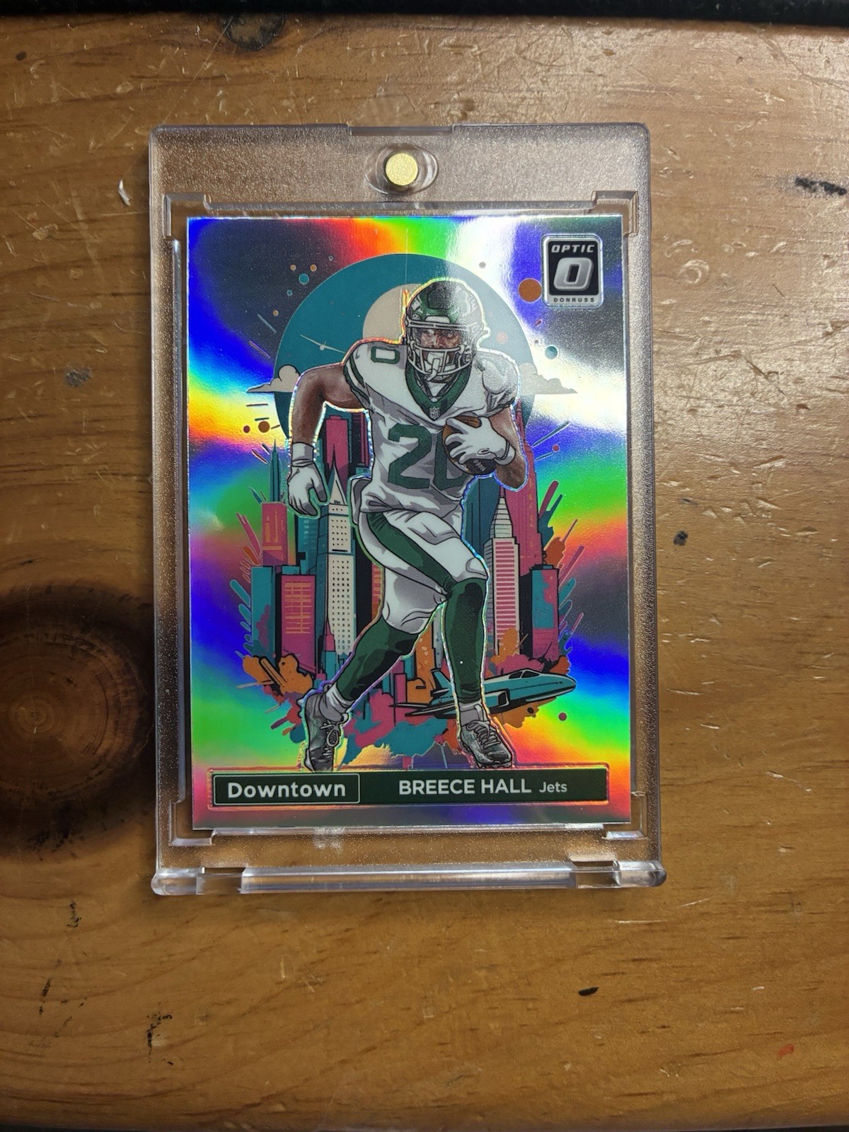 2024 PANINI OPTIC BREECE HALL DOWNTOWN! #22 SSP CASE HIT JETS