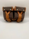 Vintage Brown Leather Military Double Ammo Cartridge Belt Pouch WW2 Era