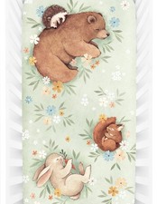 100 Cotton Sateen Fitted Crib Sheet: Enchanted Meadow. Modern Nursery, Use a...