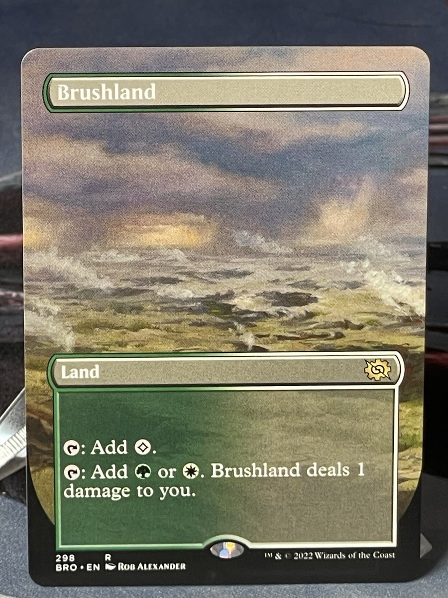rob alexander mtg cards Magic the Gathering 5 CARD WOODEN ARTIST ART PLAQUE Mint / near mint condition trading card MTG Brushland Borderless Card the