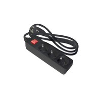 Steckdosenleiste Schwarz 3-Fach 1.5M Kabel Schalter 3680W