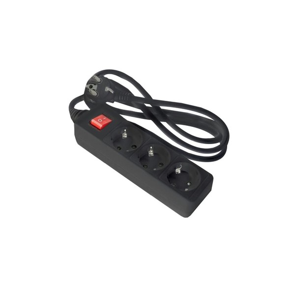 Steckdosenleiste Schwarz 3-Fach 1.5M Kabel Schalter 3680W-image