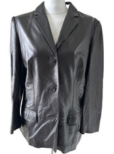 HUGO BOSS Lederjacke LILIEN Gr. L Schwarz  Echt Leder Lammleder
