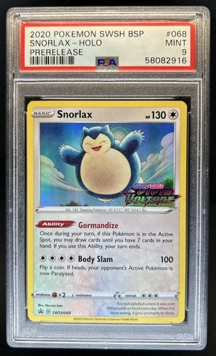 2020 Pokemon Black Star Promos Snorlax Prerelease Promo Holo #SWSH068a PSA 9