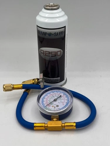 Envirosafe R290, R-290 Refrigerant, 1 can with Brass Charging Gauge