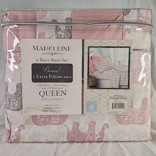 Bedding Sheet Set Madeleine Sutton Home Fashions Queen Deep Elephant Vintage - Picture 2 of 6