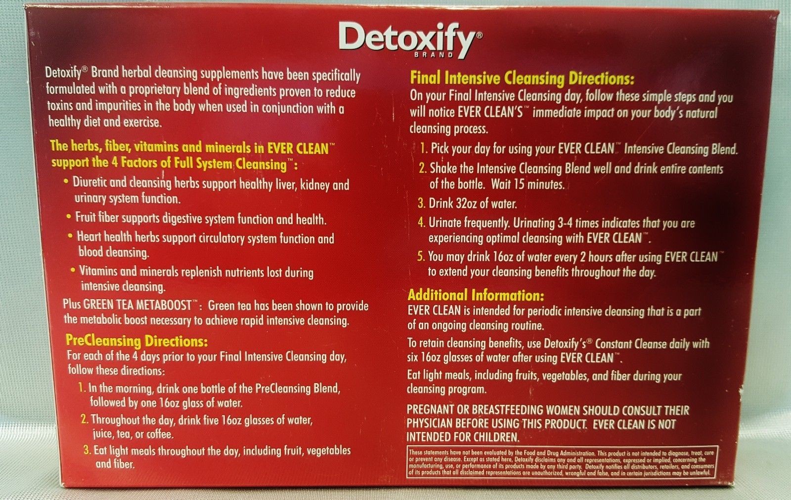 New Detoxify Everclean Herbal Cleanse 5 Day Program with Green Tea Metaboost