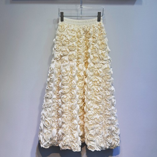 Summer Women Skirt Elastic High Waist Splicing National Style Apricot Long Skirt