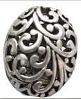 30Pcs Tibetan Silver Hollow Floral Oval Beads For Jewelry Making