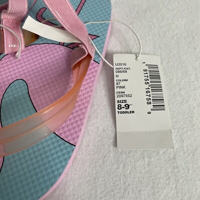 Children's Place Girls Flamingo Pink Elastic Strap Sandals Sz 8-9