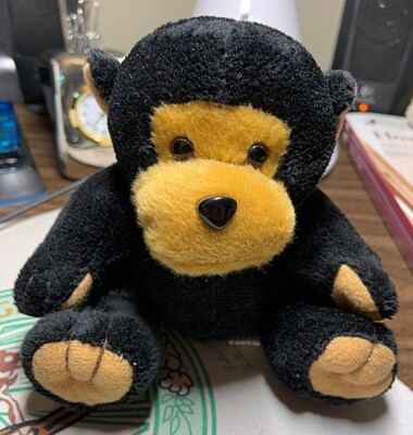 Steven Smith Plush Monkey 5'' seated w red bow tie, adorable face, new condition
