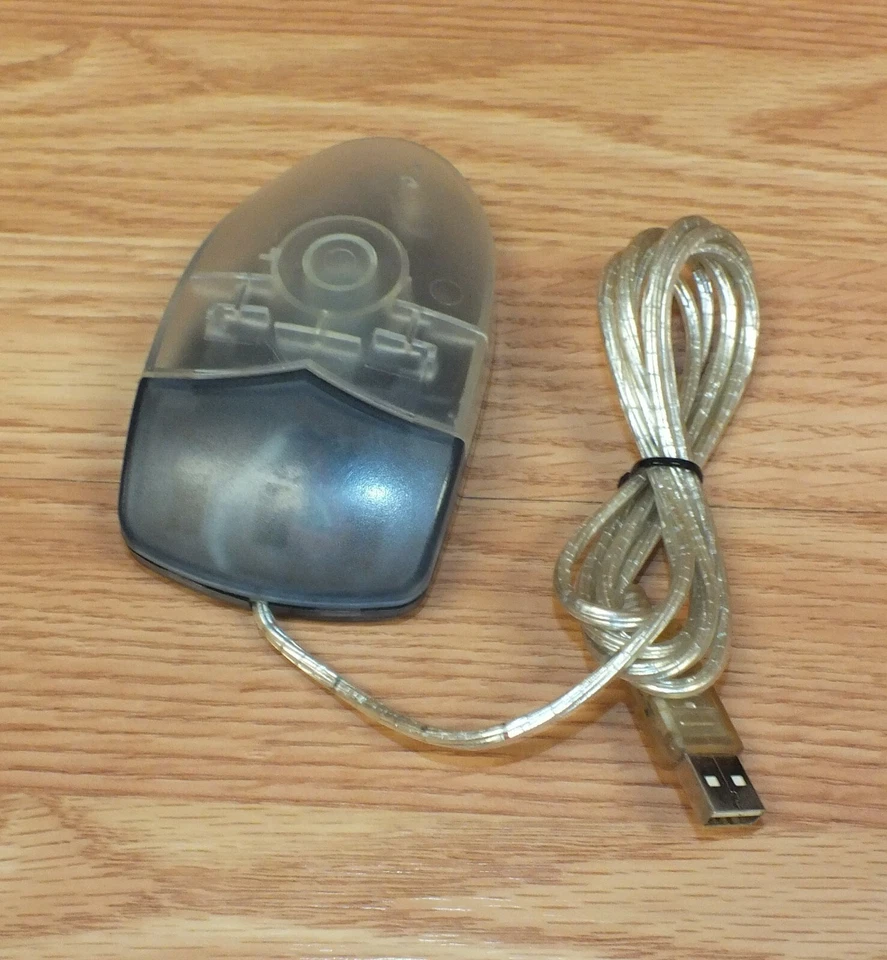 Clear & Blue IM-5 12V 10mA USB Wired Track Ball Vintage Computer Mouse *READ*  - Image 2 of 4