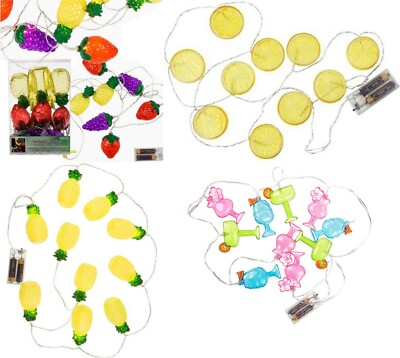 Zitrone Obst Ananas Cocktail Lichter Girlande LED Schnur Fee Party Deko 