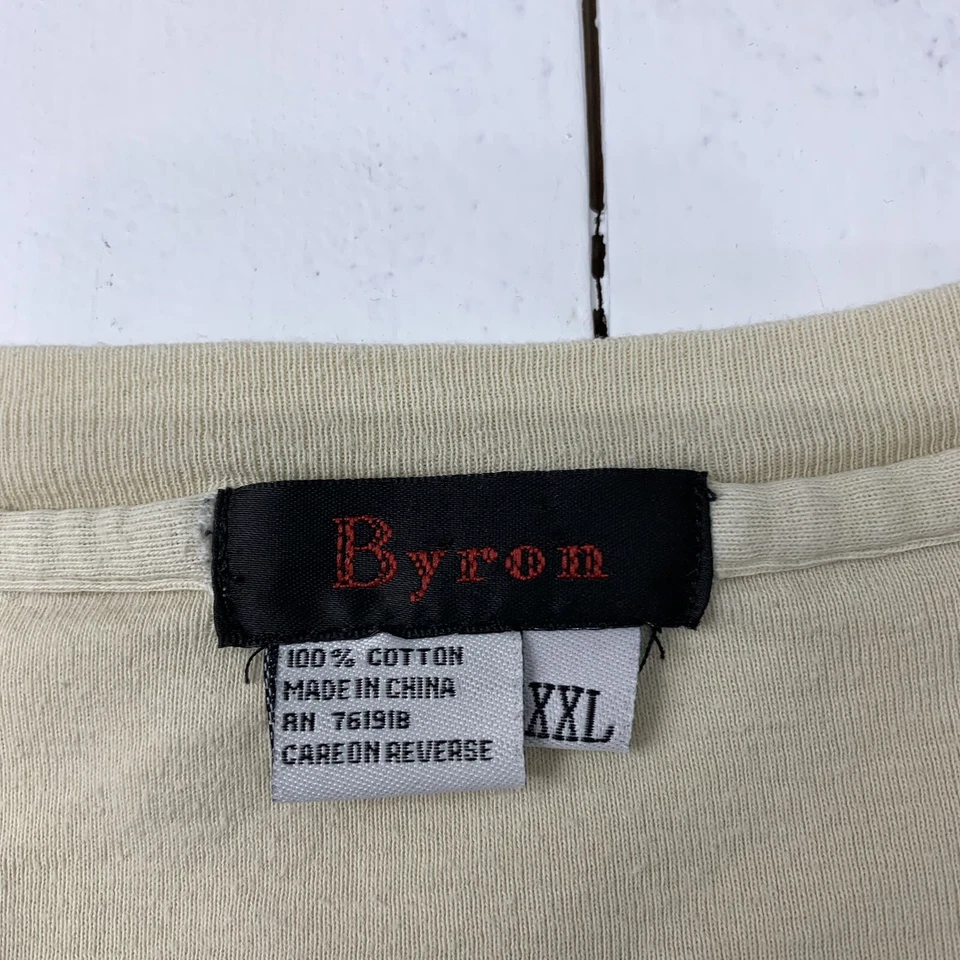 Byron Mens Solid Off White Short Sleeve Shirt Size XXL - Image 3 of 4