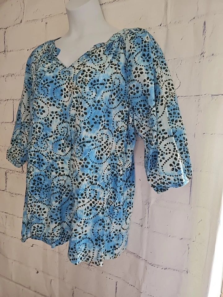 Blusa túnica pulóver Westbound Plus 2X azul cachemira Dolman manga 3/4 cuello en V Foto 4 de 4