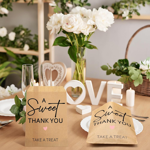 ✨100 Pcs Wedding Party Favor Candy Buffet Bags 5 X 7 Inch White Paper Treat Wedd - Picture 5 of 6
