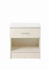 TAD | Rio Costa Beech White 1 Drawer Bedside Table Cabinet Bedroom Nightstand