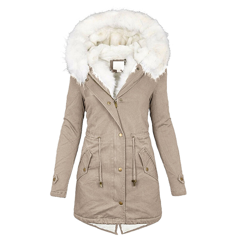 Women's Winter Fur Lining Thick Parka Jacket with Hooded Coat Zipper Bag *  | eBay