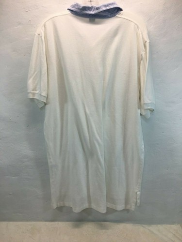 Men's Polo Ralph Lauren Short Sleeved White Striped Collar Golf Shirt Large EUC - Picture 2 of 3