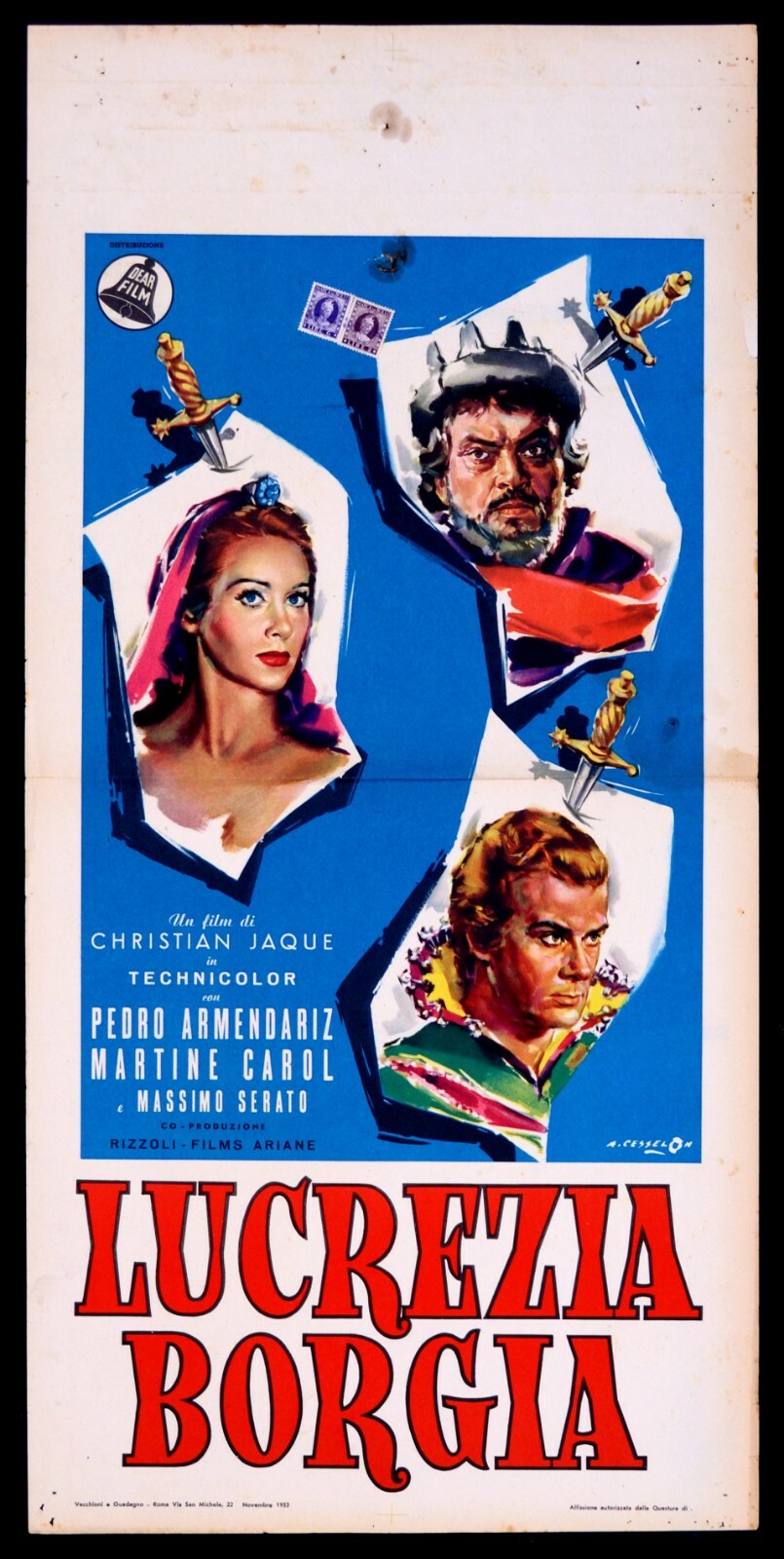 Locandina originale film Lucrezia Borgia (1953) - Regia di Christian-Jaque