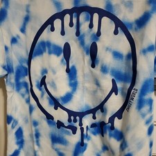 Boys T Shirt smiley face blue Tye dye Size Small 6 7