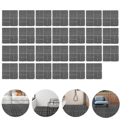 27Pcs Anti Warping Interlocking Wood Flooring Patio Deck Tiles Outdoor 12'' x 12''