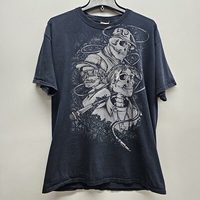 Tupac Eazy E Biggie Smalls Skeleton Bones T-Shirt Black Gangster Rap Hip Hop Lg 