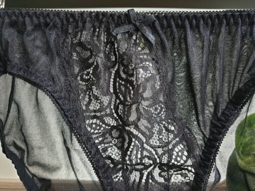 "Slip gamba alta vintage nylon seta nero pizzo taglia 7-8 fianchi 38-42" - Foto 3 di 13