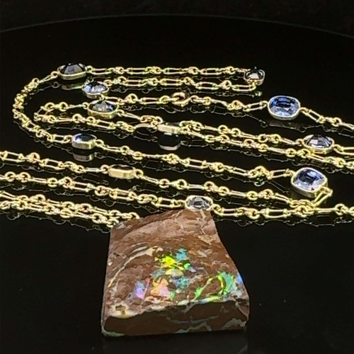 Edwardian 15ct yellow Gold Boulder Opal Necklet Circa 1910-1920s - Picture 3 of 9