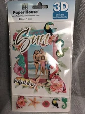 PAPER HOUSE Tropical Vacation 3D Photo Sticker Frame DIY Craft Planner Scrapbook