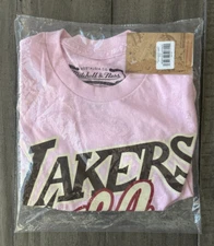 Mitchell & Ness Shirt Men's S NBA Brown Sugar Bacon Tee Los Angeles Lakers Pink