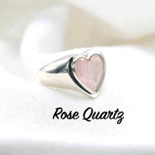 Heart Shaped Ring Rose Quartz Gemstone Ring 925 Sterling Silver Elegant Ring