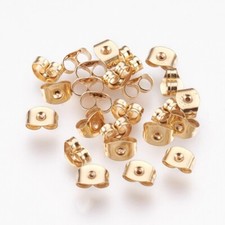 24K Gold Plated Stainless Steel Earring Backs Butterfly Stud Ear Nuts 6mm UK