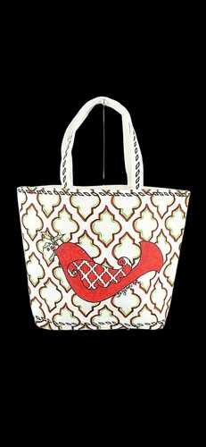 Brighton Canvas Tote Sz 14 x 18.5 x 4.5 Beige Red Green Love & Joy - Picture 2 of 3