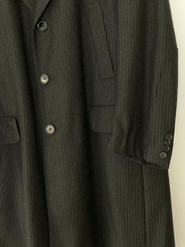 NEW CANALI Men's Wool Coat Overcoat 44R Insulated Black Tonal Stripe VINTAGE - Picture 3 of 9