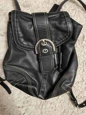 COACH black leather vintage backpack bag J05s-3559 | eBay