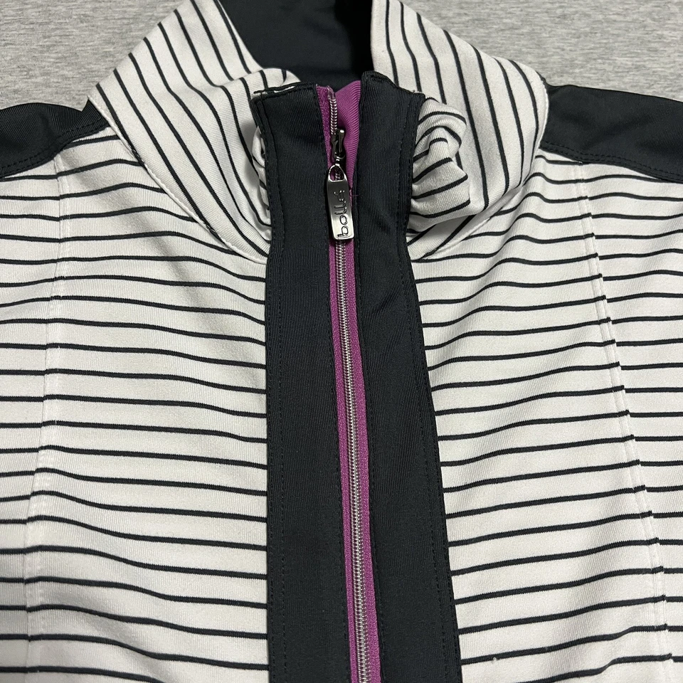 Bolle 女式夹克小号白色条纹蓝色热身网球泡克球运动 — 第 4/4 张图片