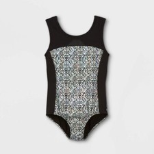 Cat  Jack Black leotard with METALLIC IRIDESCENT w/ Keyhole Back XL 14/16 BNWOT