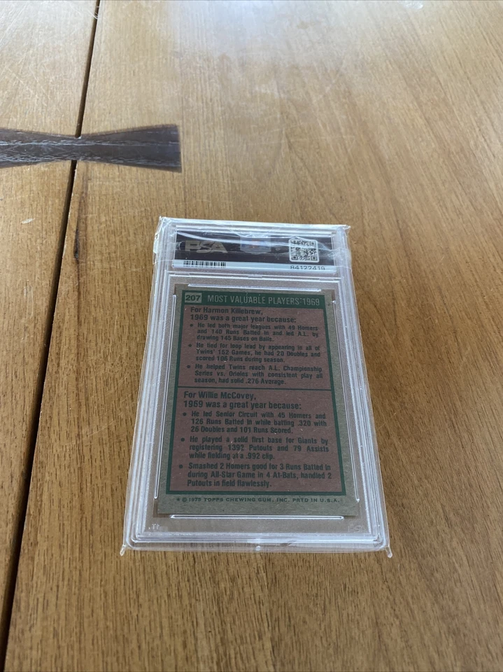 1975 Topps 1969 MVP Killebrew McCovey #207 PSA 5 - Image 2 of 2