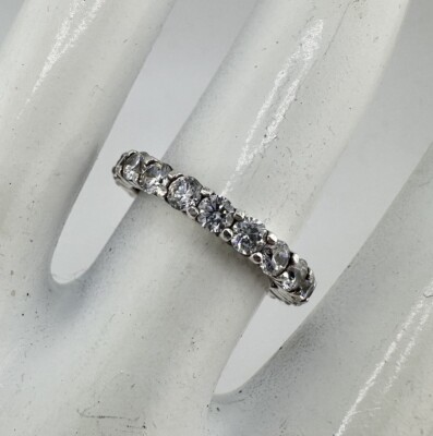 925 Sterling Silver Round Brilliant Cut Cubic Zirconia Size Eternity