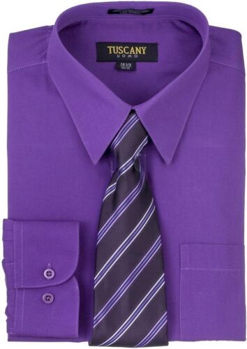 Men's Dress Cotton-Blend Shirts W/ Matching (Random design) Tie Set -20 colors - Picture 24 of 30