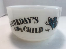 Anchor Hocking Fire King Saturday’s Child Has To Work For A Living Bowl GC