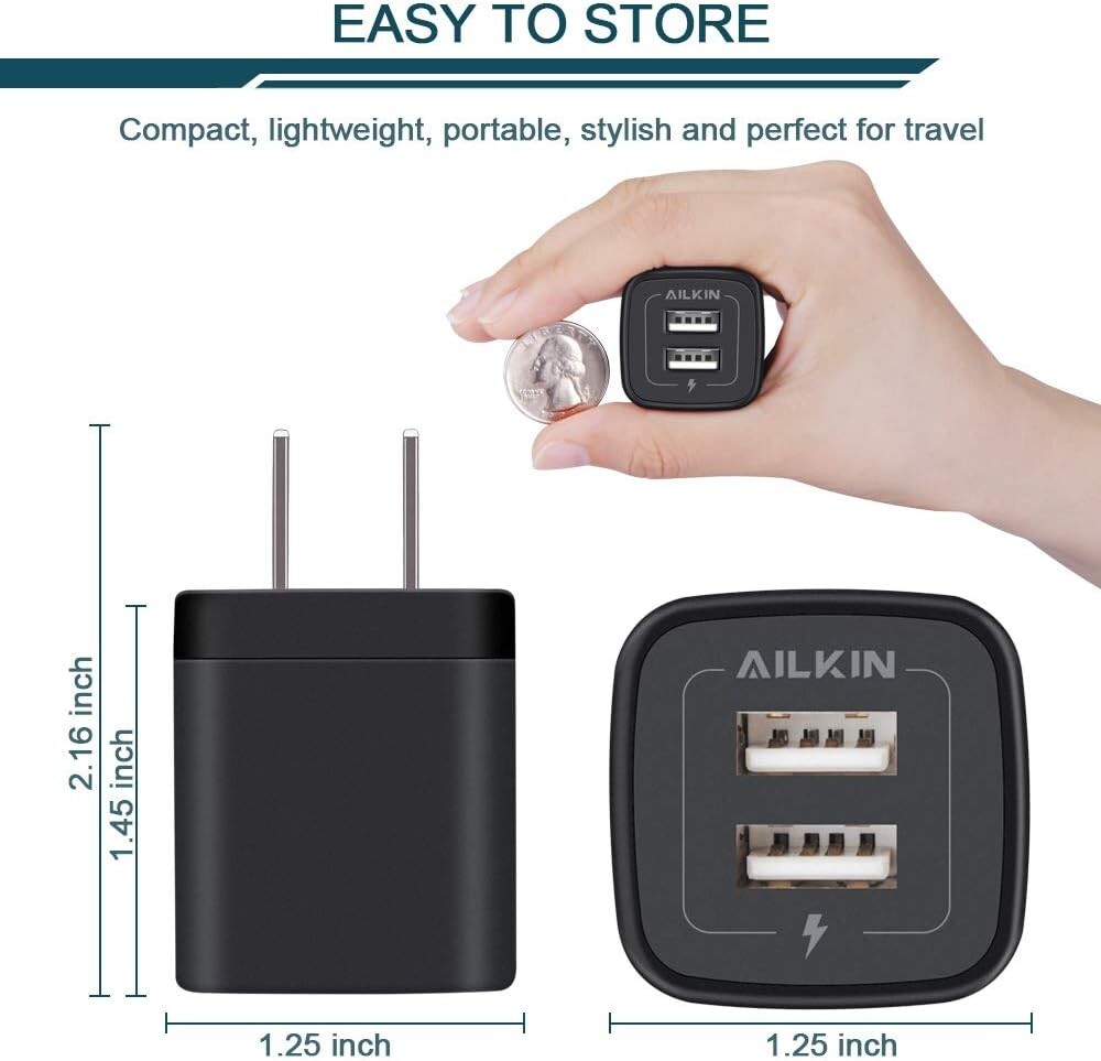 USB MultiPort Charging Block, Wall Plug Station, Home Travel Charger Cube, Wall