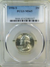 1950 S Washington quarter PCGS MS65 *DDR-004 DDR* BR