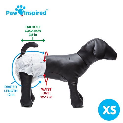 144ct Paw Inspired Dog Diapers Female Disposable, Puppy Diapers for Dogs in Heat - Picture 4 of 27
