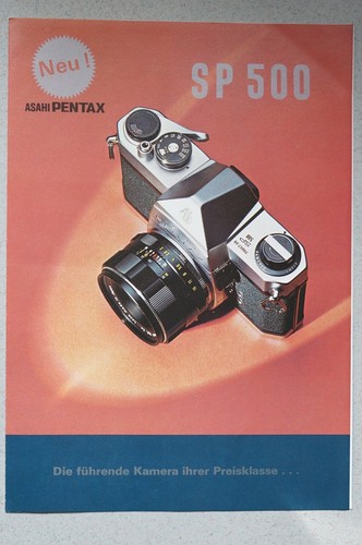 ASAHI PENTAX M42 Spiegelreflexkamera SP 500 seltener Prospekt 4 Seiten, HASKINS