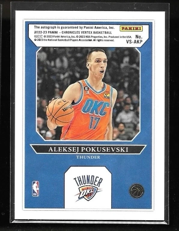 2022-23 Panini Chronicles Vertex Signatures Aleksej Pokusevski #VS-AKP (AU) - Image 2 of 2