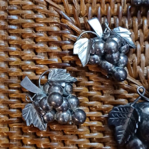 Lote de 108 gramos de conjunto de joyas de uvas de plata esterlina 925 Taxco México vintage - Imagen 2 de 18