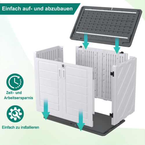 700L Mülltonnenbox Aufbewahrungsbox Außenlagerkasten Lagerbox Garten & Terrasse - Bild 5 von 13
