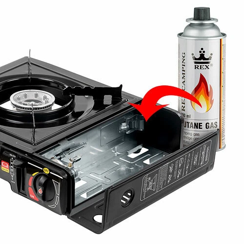 Gaskocher Campingkocher Schwarz Camping Herd Koffer Gas Tischgrill Notfallkocher - Bild 2 von 3